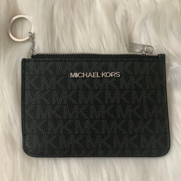 MICHAEL KORS Small Coin Card Case in Black/Silver - Picture 2 of 3